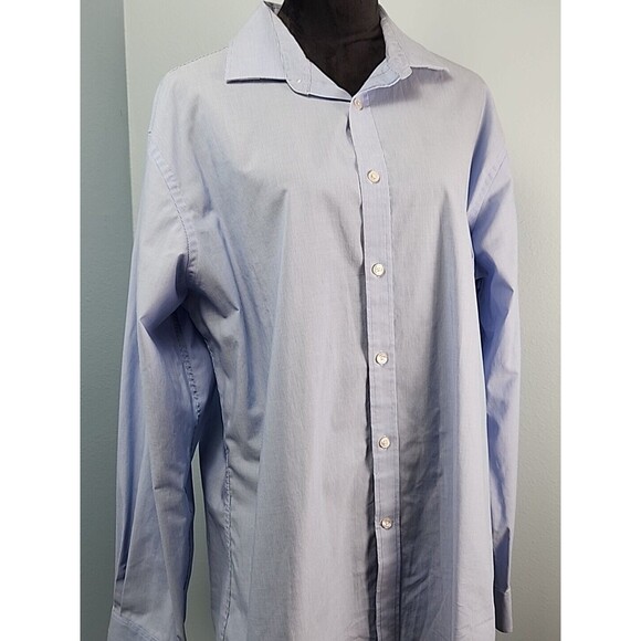 Tommy Hilfiger Mens Athletic Fit Stretch Pinstripe Dress Shirt Size 17.5 34/35 - Picture 2 of 8